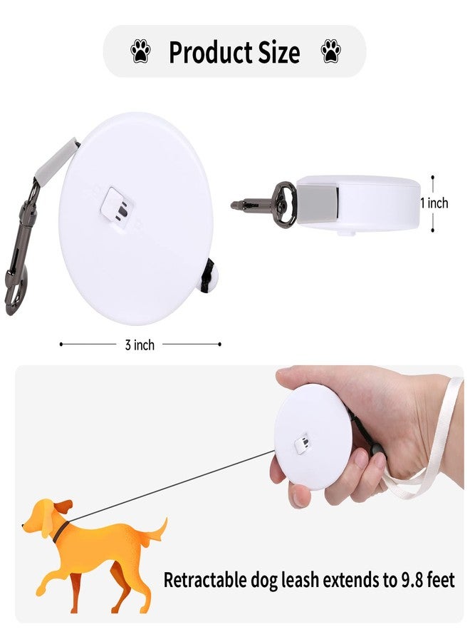 CUGBCUG Retractable Dog Leash for Small and Medium Dogs up to 22lbs with 9.8ft Strong Nylon Tape, Hands Free, Portable and Lightweight Leash with Wrist Strap, One-Hand Brake, Tangle Free (White) - Image 3